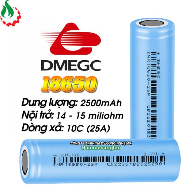 Cell pin 18650 DMEGC Li-ion 3.7V 2500mAh 10C - Xả 25A