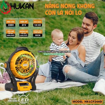 Quạt pin 21V Hukan HK-LCF2440i chân pin phổ thông