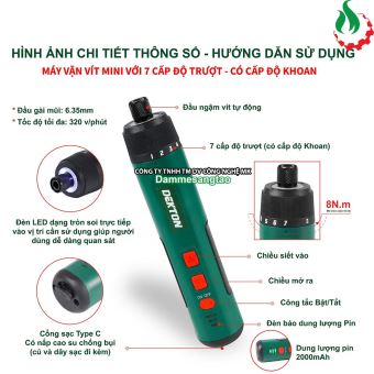 Máy vặn vít cấp trượt mini pin 4V Dekton DK-VT08N 8Nm