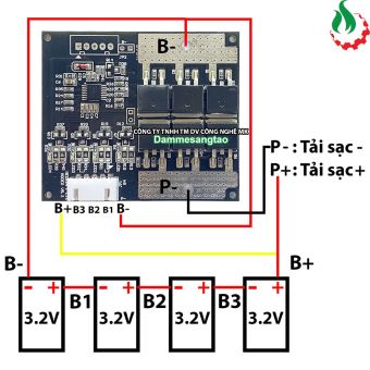 Mạch 4S 500A 12V bảo vệ pin sắt Li-Fe 3.2V (Mạch đề xe máy - Có dây)