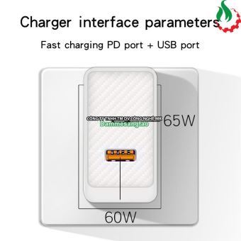 Củ sạc nhanh 65W 2in1 Fast Charger ( 1 USB + 1 Type C)