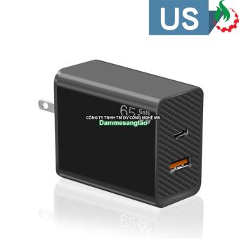 Củ sạc nhanh 65W 2in1 Fast Charger ( 1 USB + 1 Type C)