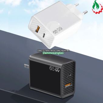 Củ sạc nhanh 65W 2in1 Fast Charger ( 1 USB + 1 Type C)