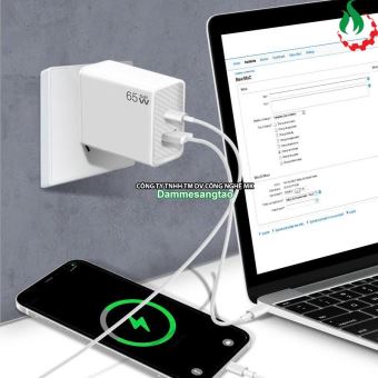 Củ sạc nhanh 65W 2in1 Fast Charger ( 1 USB + 1 Type C)