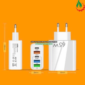 Củ sạc nhanh 65W 5in1 Fast Charger ( 3 USB + 2 Type C)