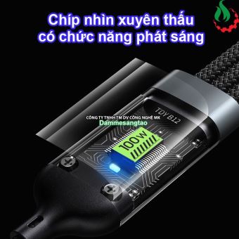 Dây Cáp Sạc Nhanh 3in1 100W Bằng Dây Dù Và Hợp Kim Nhôm (3 Đầu - USB)