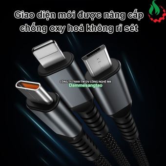 Dây Cáp Sạc Nhanh 3in1 100W Bằng Dây Dù Và Hợp Kim Nhôm (3 Đầu - USB)