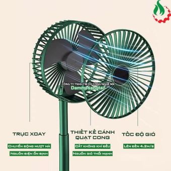 Quạt tích điện Mini gấp gọn 3 cấp tốc độ gió