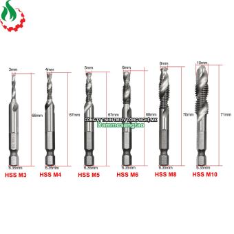 Mũi khoan taro chuôi lục giác thép HSS 4341 (Bộ 6 mũi)