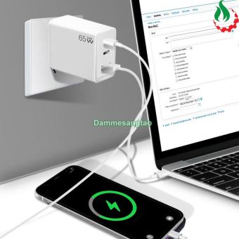 Củ sạc nhanh 120W chuẩn GaN (Type-C 65W - USB 20W)