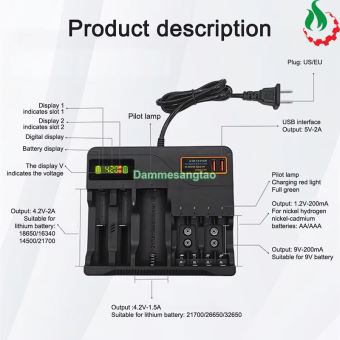 Sạc pin đa năng nhiều khe màn hình LCD MS-889 Li-ion-MH-NI-CD-9V