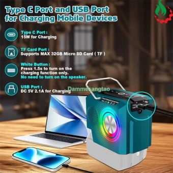 Loa Bluetooth USB Type-C dùng pin Makita 18V BST01 (Có cổng thẻ nhớ)