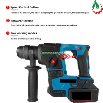 Máy khoan bê tông pin 2 chức năng 18V không chổi than (Mẫu 2)
