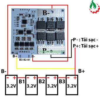 Mạch 4S 500A 12V bảo vệ pin sắt Li-Fe 3.2V (Mạch đề xe máy - Có dây)