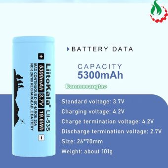 Cell Pin 26700 Liitokala Li-ion 3.7V 5300mah 4C - Xả 20A (Đầu lồi)