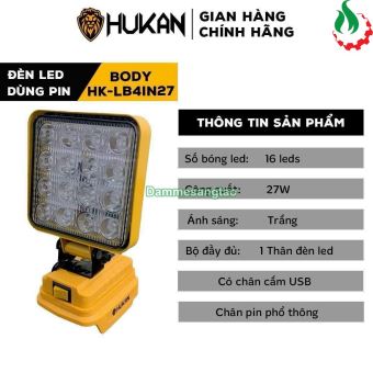 Đèn led HUKAN 21V siêu sáng chân pin makita (Không pin)