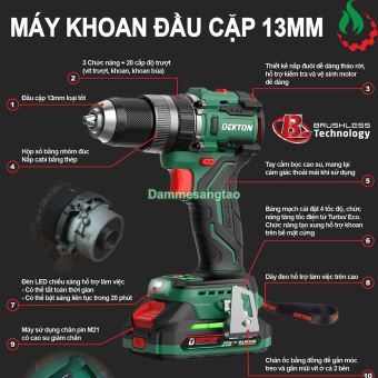 Máy khoan pin 21V Dekton M21-KB1368PRO 68Nm