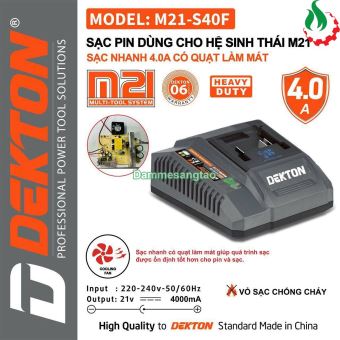 Sạc pin Dekton M21-S40F (4.0A) chân pin Makita có quạt tản nhiệt