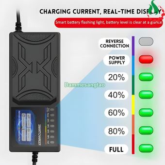 Sạc xe điện 48V dùng cho bình Acquy chống phù bình có hiển thị phần trăm sạc