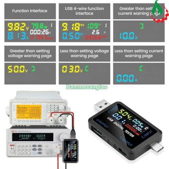 Usb Tester điện áp ampe DC4-30V 8A cổng USB và Type C (6527-Q)
