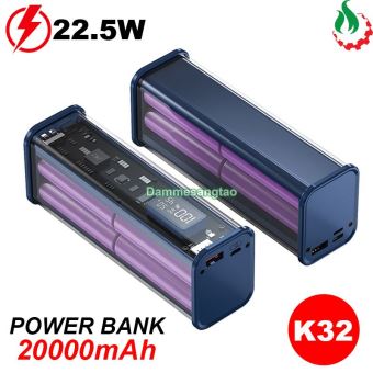 Box sạc dự phòng trong suốt 8 cell 18650 sạc nhanh 22.5W