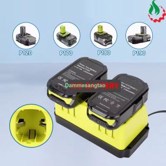 Sạc đôi pin RYOBI 18V (P117) Li-ion nhận mạch zin (OEM)
