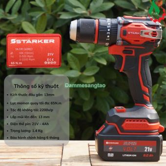 Máy khoan pin 21V STARKER SK-DR1360RED 3 chức năng không chổi than 65N.m