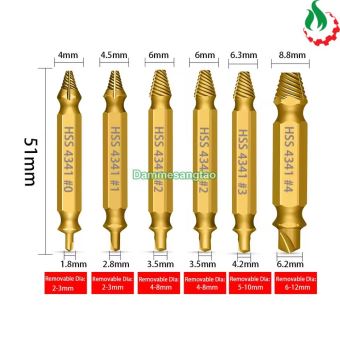 Bộ tháo vít toét đầu 6 mũi hai đầu tháo ốc gãy