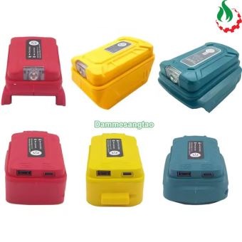 Đế chuyển pin Makita Dewalt Mil 18V-21V sang Usb 5V có đèn LED cổng Type-C