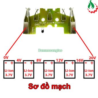 Vỏ pin Bosch 18V 18650 Li-ion 3.7V nhận sạc zin (Mạch 2 dây)