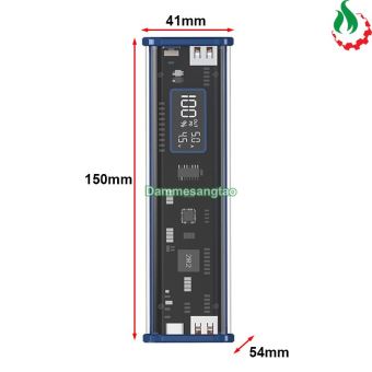 Box sạc dự phòng trong suốt 8 cell 18650 sạc nhanh 22.5W