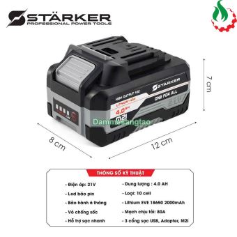 Pin STARKER 21V SK-S4000PROMAX EVE 10 Cell 18650 6AH chân pin Makita