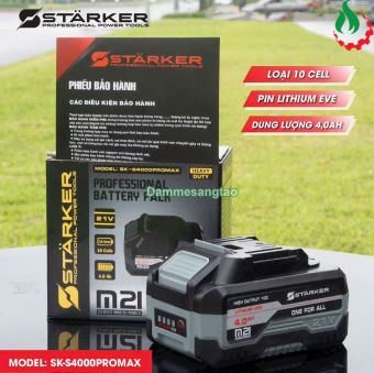 Pin STARKER 21V SK-S4000PROMAX EVE 10 Cell 18650 6AH chân pin Makita