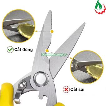 Kéo cắt đa năng có răng cưa bằng thép không rỉ tay nắm cao su