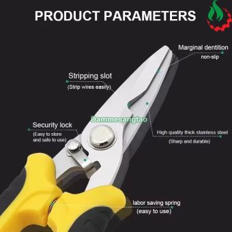 Kéo cắt đa năng có răng cưa bằng thép không rỉ tay nắm cao su