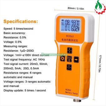 Máy đo nội trở, điện trở trong và điện áp pin RC3563