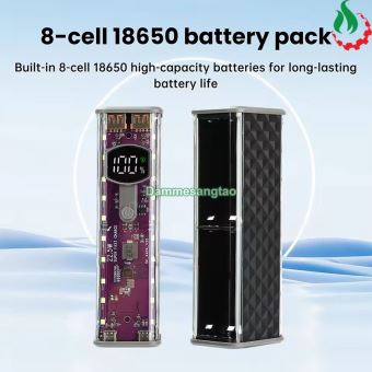 Vỏ box sạc dự phòng 8 cell 18650 có lò xo (BQ-S18PD) sạc nhanh 22.5W (Không có pin)