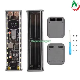 Vỏ box sạc dự phòng 8 cell 18650 có lò xo (BQ-S18PD) sạc nhanh 22.5W (Không có pin)