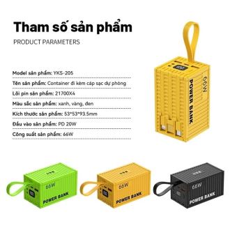Box sạc dự phòng Container 4 cell 21700 (Y290) Sạc nhanh 22.5W