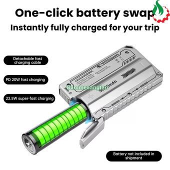 Box sạc dự phòng 1 cell 21700 có lò xo (KJ-1110) sạc nhanh 22.5W