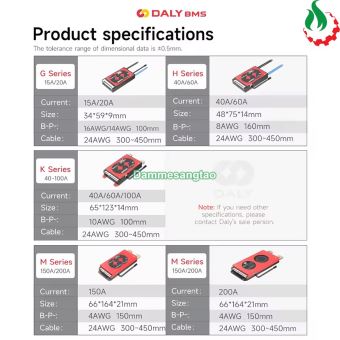 Mạch 10S 36V (42V) Daly bảo vệ pin Li-ion 3.7V xe điện