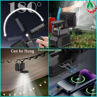 Đèn led siêu sáng 21V sách tay tích hợp 2 cổng USB - Type-C (Chưa có pin)