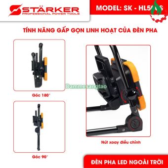 Đèn pha led STARKER SK-HL500S 21V gấp gọn 2 chế độ sáng 500W (32Led)