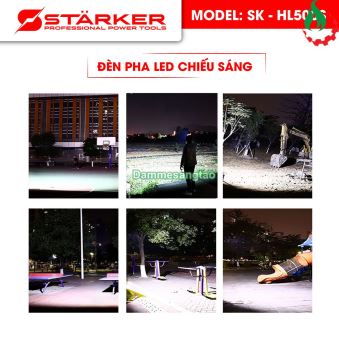 Đèn pha led STARKER SK-HL500S 21V gấp gọn 2 chế độ sáng 500W (32Led)