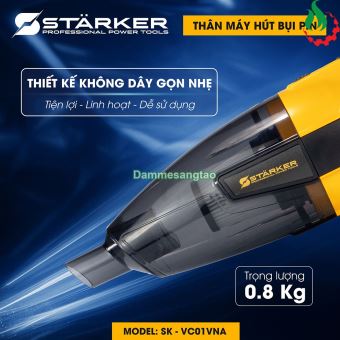 Máy hút bụi pin 21V STARKER SK-VC01VNA lực hút 10Kpa công xuất 120W