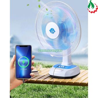Quạt sạc tích điện 16 inch pin 12V-21V (3 Cấp độ gió tích hợp đèn LED và cổng USB)