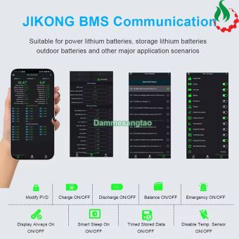 Mạch đa năng 8S-20S 40A JK-BD6A24S4PD bảo vệ pin Lithium có app Bluetooth cân bằng chủ động 0.6A