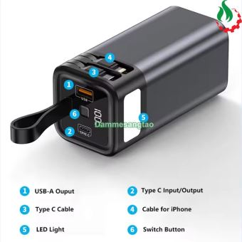 Vỏ box sạc dự phòng 4 cell 21700 (K80) sạc nhanh 22.5W (Không có pin)