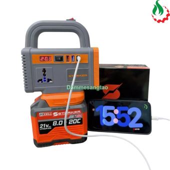 Đế chuyển pin STARKER 21V SK-ITG360SGR sang điện 220V công suất 200W chân phổ thông