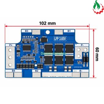 Mạch BMS 4S 50A 960A LiFePO4 12.8V cân bằng 0.2A